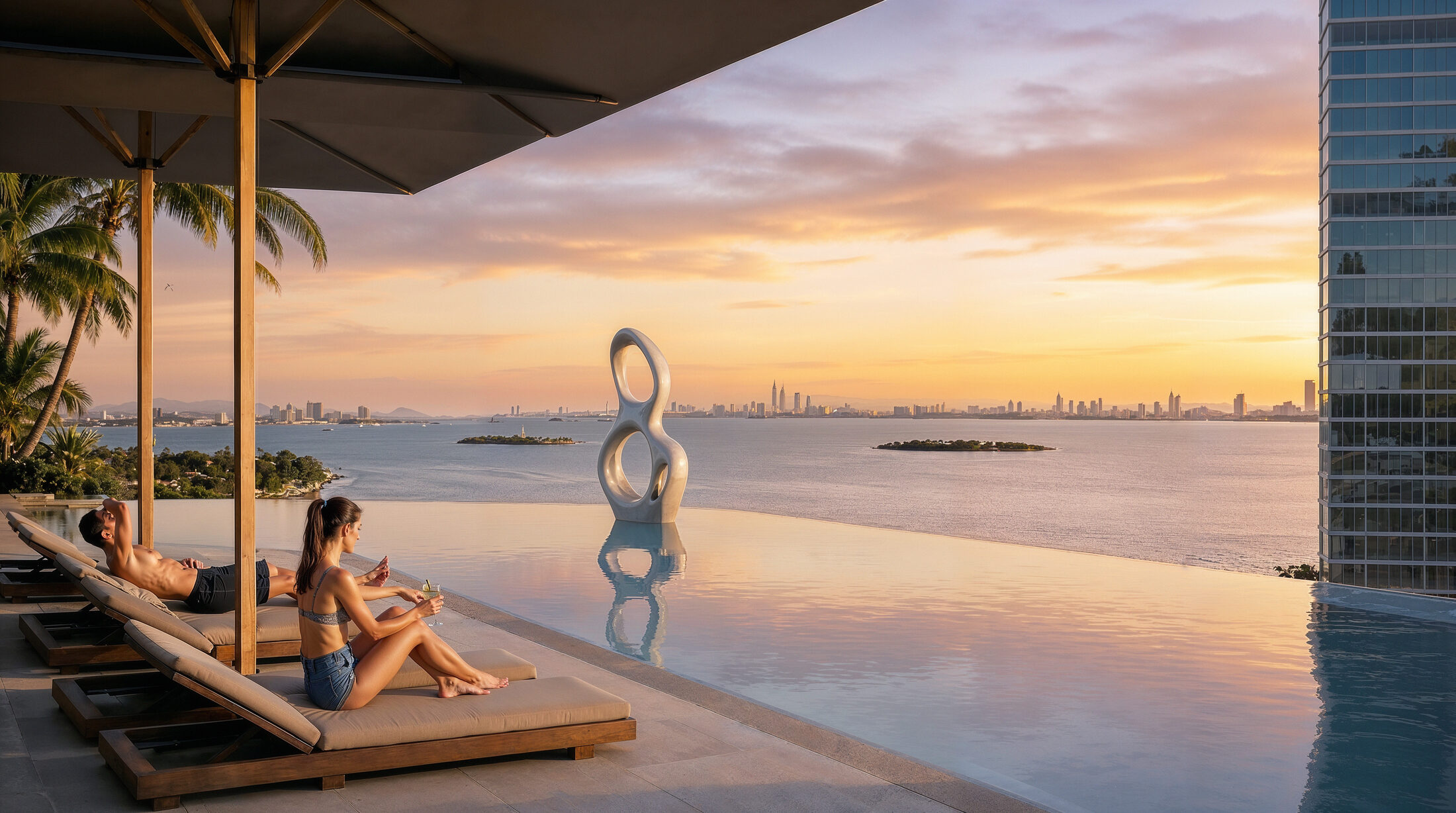 Anantara infinity pool overlooking Biscayne Bay